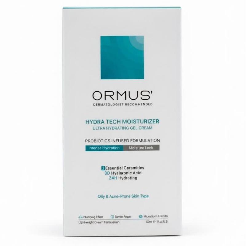 کرم-ژل آبرسان اولترا هیدرا تک اورموس (ORMUS Hydra Tech Moisturizer) | آبرسانی ۲۴ ساعته، ترمیم سد دفاعی و کنترل چربی با پروبیوتیک (۵۰ میلی‌لیتر)