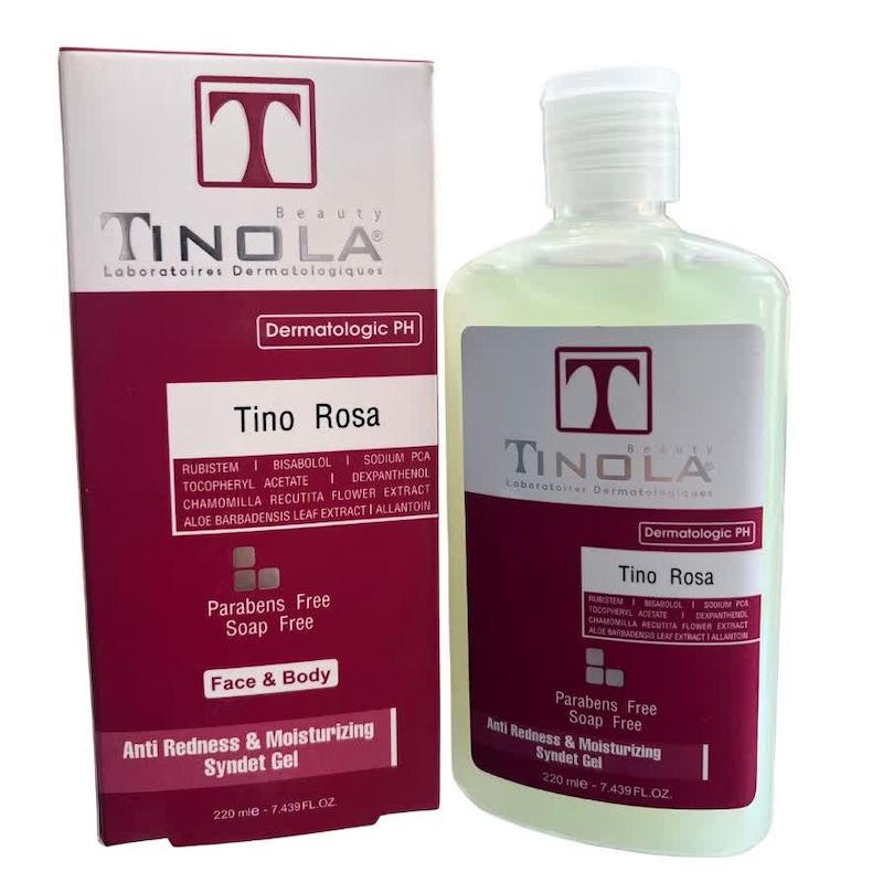 ژل شستشوی بدون صابون تینو روزا تینولا (TINOLA Tino Rosa Syndet Gel) | پاکسازی ملایم و کاهش قرمزی برای پوست‌های حساس صورت و بدن (۲۲۰ میلی‌لیتر)