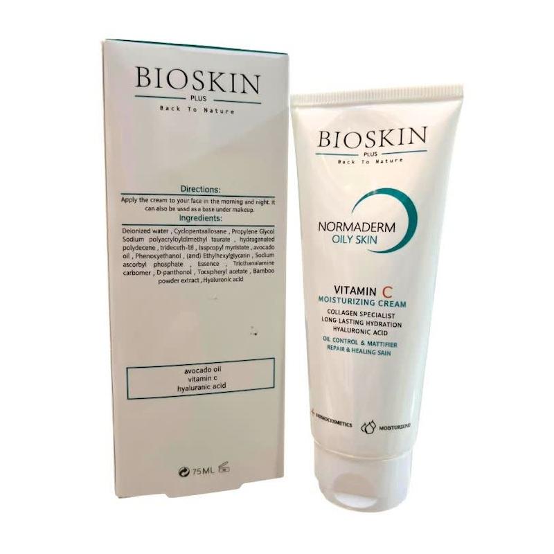 کرم آبرسان ویتامین C بیواسکین پلاس (BIOSKIN PLUS Vitamin C Moisturizing Cream) | آبرسانی، روشن‌کنندگی و کنترل چربی برای پوست‌های چرب و مختلط (۷۵ میلی‌لیتر)