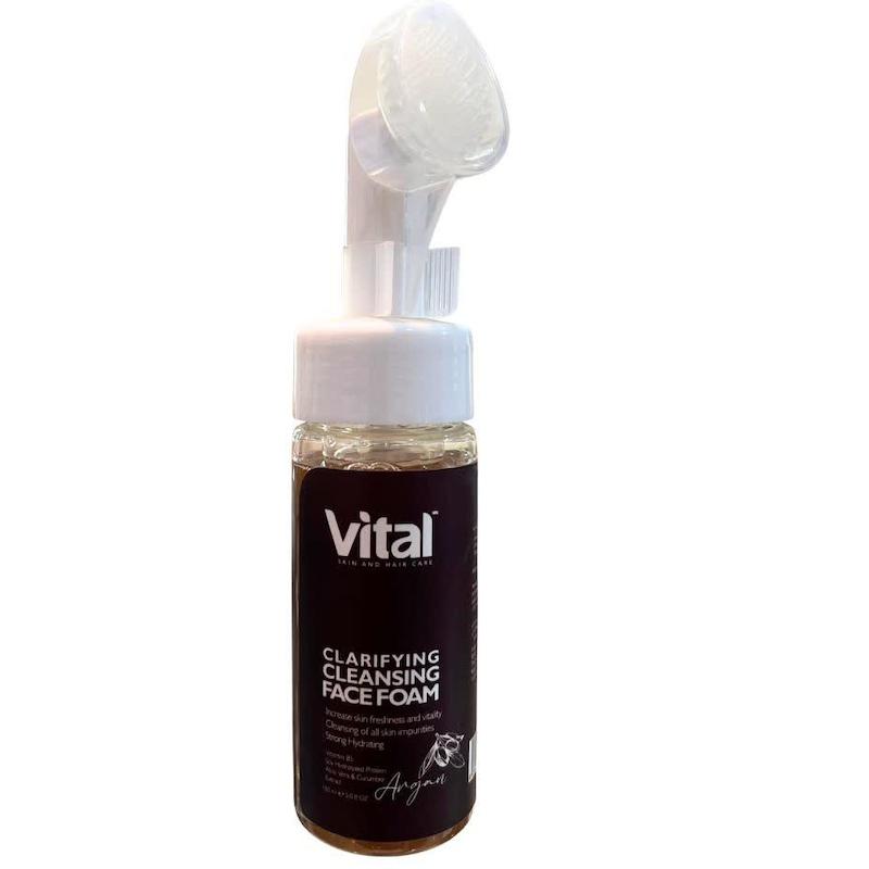 فوم شستشوی صورت و بدن وایتال (Vital Clarifying Cleansing Face Foam) | پاکسازی عمیق با براش سیلیکونی و روغن آرگان (۱۵۰ میلی‌لیتر)
