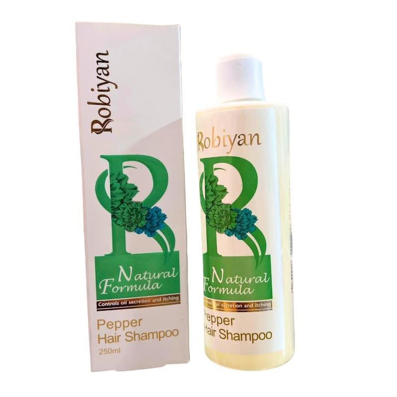 شامپو فلفل روبیان (Robiyan Pepper Hair Shampoo) | کنترل چربی، رفع خارش و تقویت موهای چرب (۲۵۰ میلی‌لیتر)