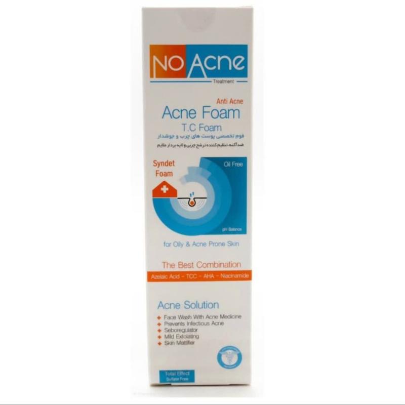 فوم شستشوی صورت نو اکنه (NO ACNE Acne Foam) | پاکسازی دارویی، کنترل چربی و کاهش جوش با آزالئیک اسید و AHA (۱۵۰ میلی‌لیتر)