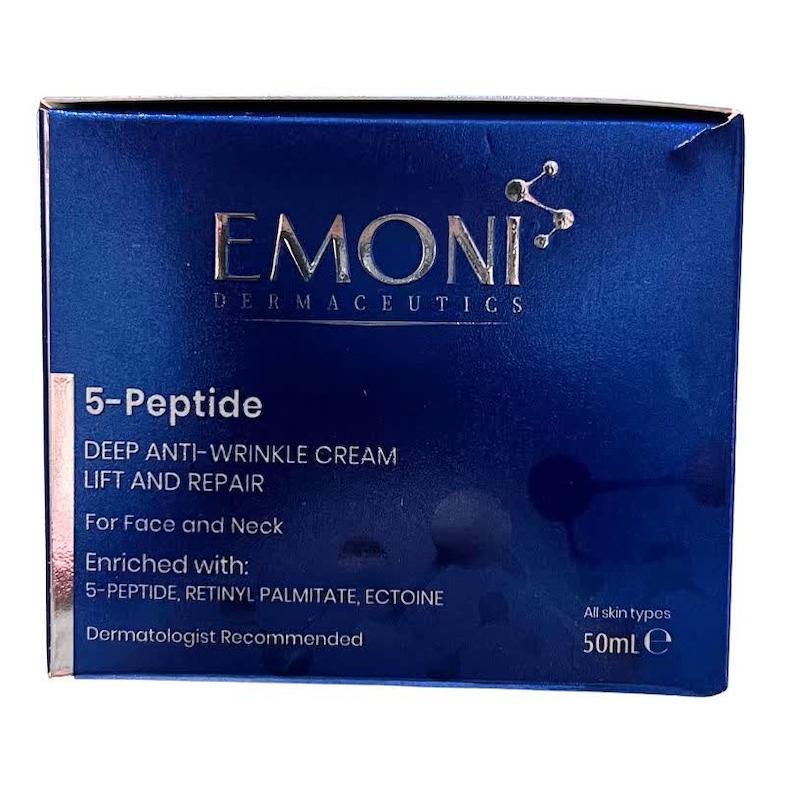 کرم ضد چروک۵ پپتید امونی (EMONI 5-Peptide Deep Anti-Wrinkle Cream) | لیفت، ترمیم و کاهش چروک‌های عمیق برای صورت و گردن (۵۰ میلی‌لیتر)