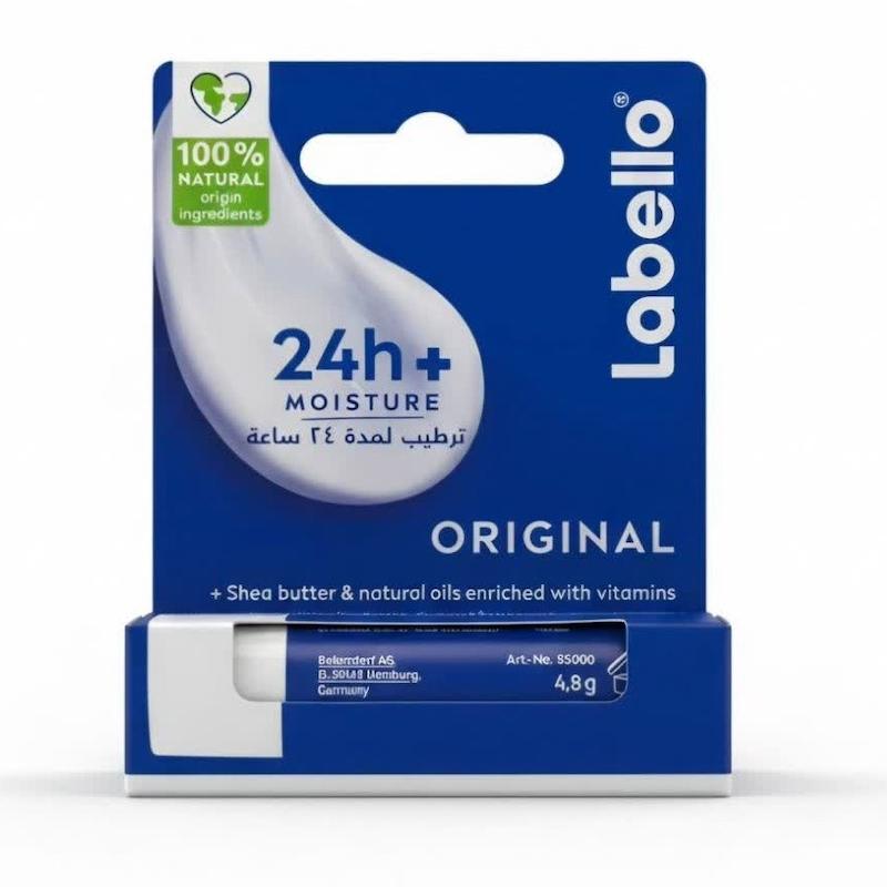 بالم لب اورجینال لابلو (Labello Original Lip Balm) | آبرسانی ۲۴ ساعته با شی باتر و روغن‌های طبیعی (بسته ۲ عددی)