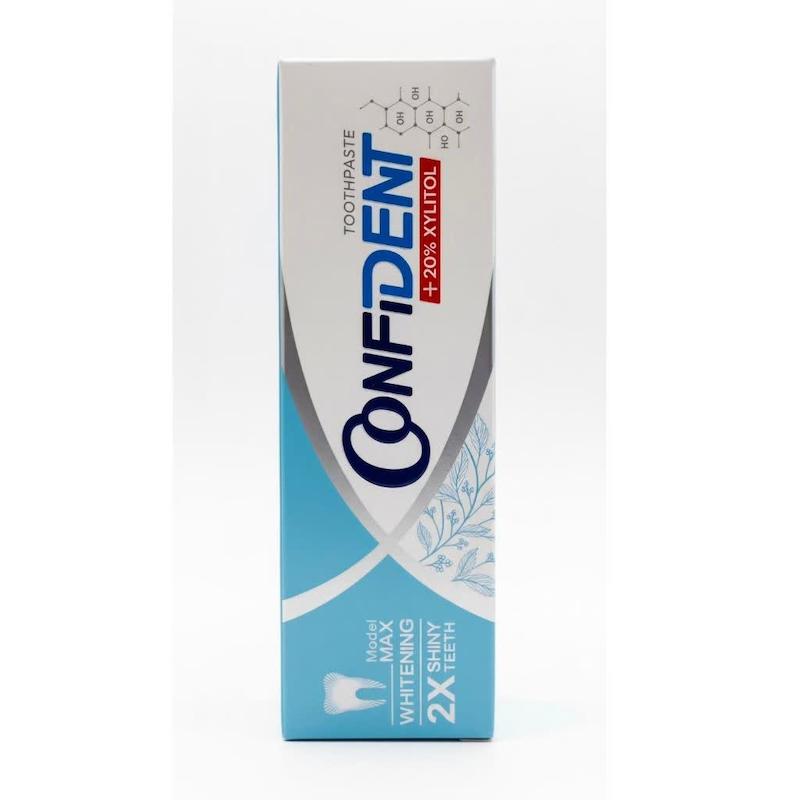 خمیر دندان وایتینگ مکس کانفیدنت (Confident Whitening Max Toothpaste) | سفیدی ۲ برابر و درخشندگی با ۲۰٪ زایلیتول (۱۰۰ گرم)