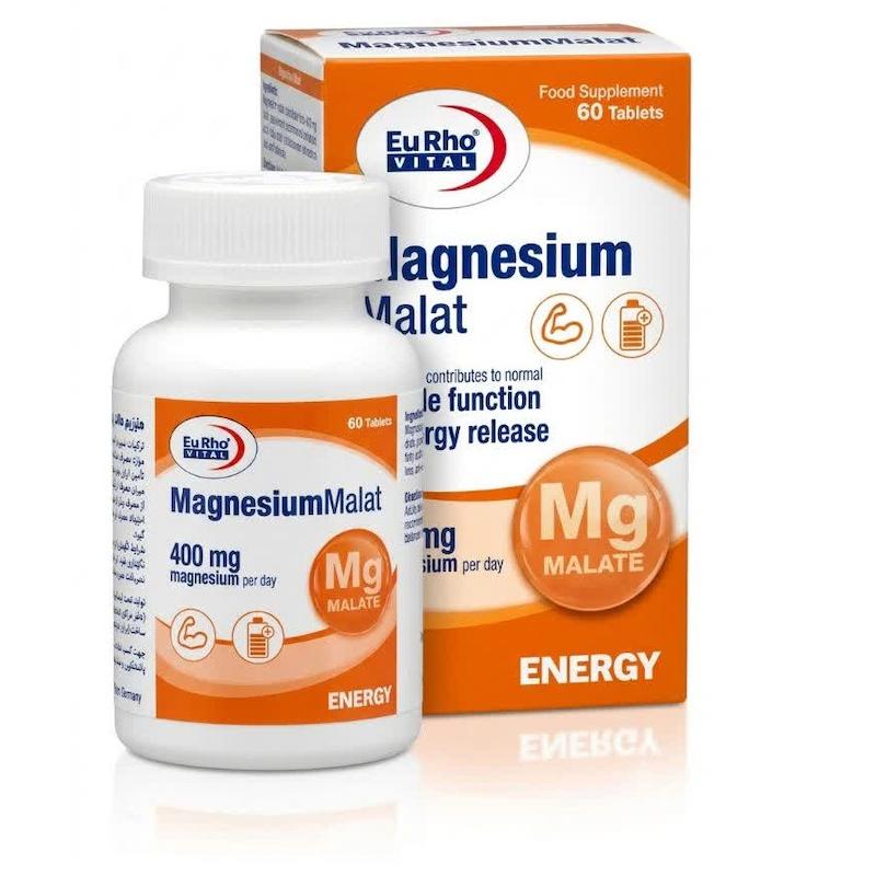 قرص منیزیم مالات (Magnesium Malat) یورو ویتال | مکمل تخصصی انرژی، کاهش خستگی و بهبود عملکرد عضلات (۶۰ عددی)