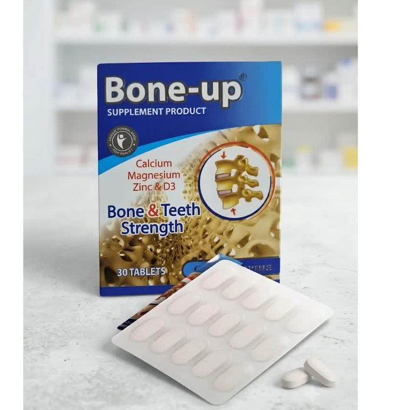 قرص بُن-آپ (Bone-up) اوپی‌دی فارما | مکمل کامل استخوان‌ساز با دوز کامل کلسیم، منیزیم، روی و ویتامین D3 برای استحکام استخوان و رشد قد (۳۰ عددی)