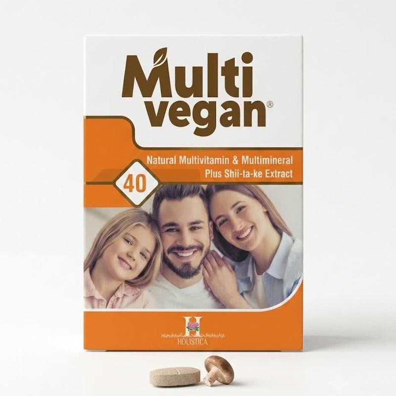قرص مولتی وگان (Multi Vegan) هولیستیکا | مولتی‌ویتامین و مینرال ۱۰۰٪ طبیعی وگان با فناوری هوشمند روز و شب (۴۰ عددی)