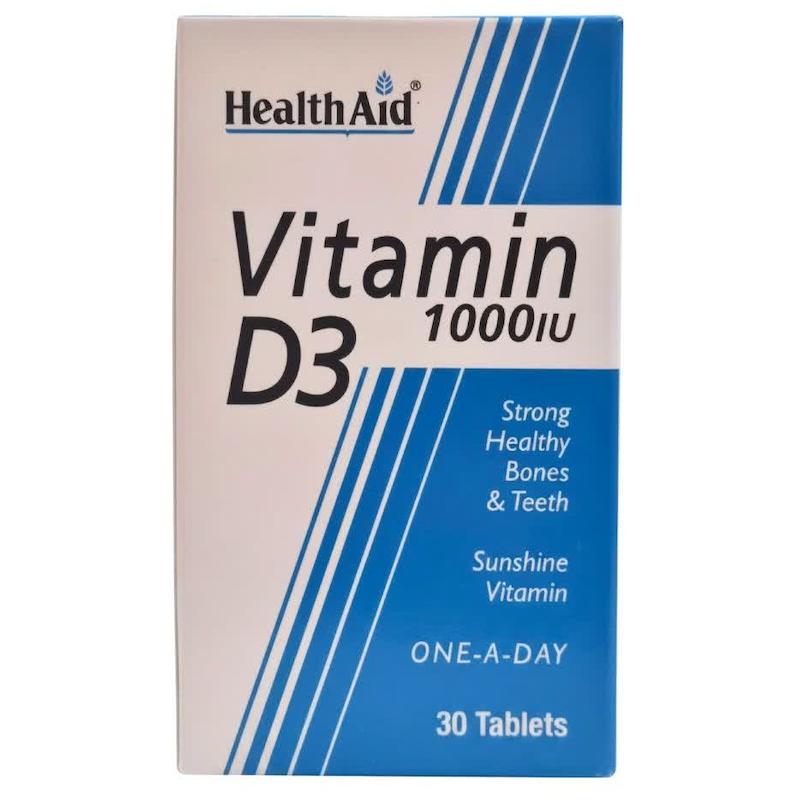 قرص ویتامین D3 ۱۰۰۰ (Vitamin D3 1000IU) هلث اید | مکمل استاندارد ویتامین آفتاب برای سلامت استخوان‌ها و سیستم ایمنی (۳۰ عددی)