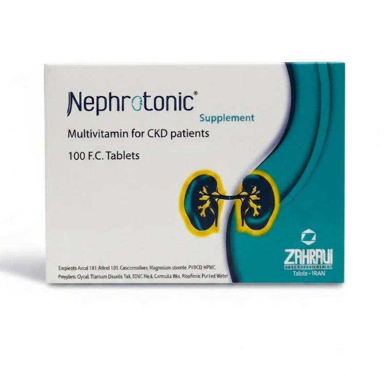 قرص نفروتونیک (Nephrotonic) زهراوی | مولتی‌ویتامین تخصصی برای بیماران کلیوی (CKD) - ۱۰۰ عددی