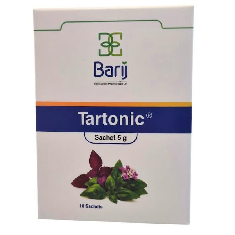 ساشه‌های تارتونیک (Tartonic) باریج اسانس | رفع سریع گرفتگی صدا و التهاب گلوی (۱۰ ساشه‌ای)