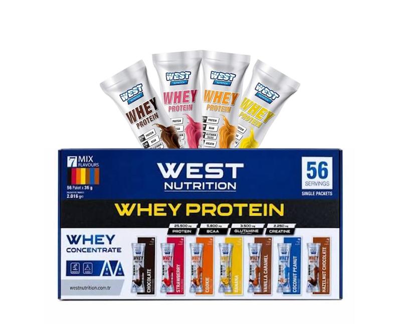 پروتئین وی۵۶ سروینگ ساشه‌ای وست نوتریشنWest Nutrition Whey Protein 56 Servings , 7 Mix Flavors