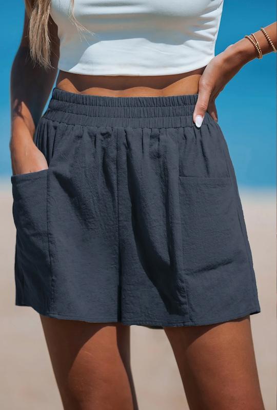 شلوارک نخی جیبدار