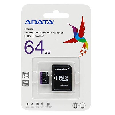 ADATA Premier microSDXC & adapter UHS-I U1 Class 10-100MB/s - 64GB (گارانتی شرکت آونگ)