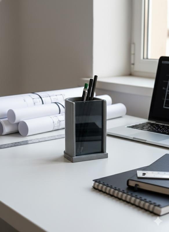 قلم‌دان بتنی مدل گلس– اکسسوری خاص برای میز کار مهندسی