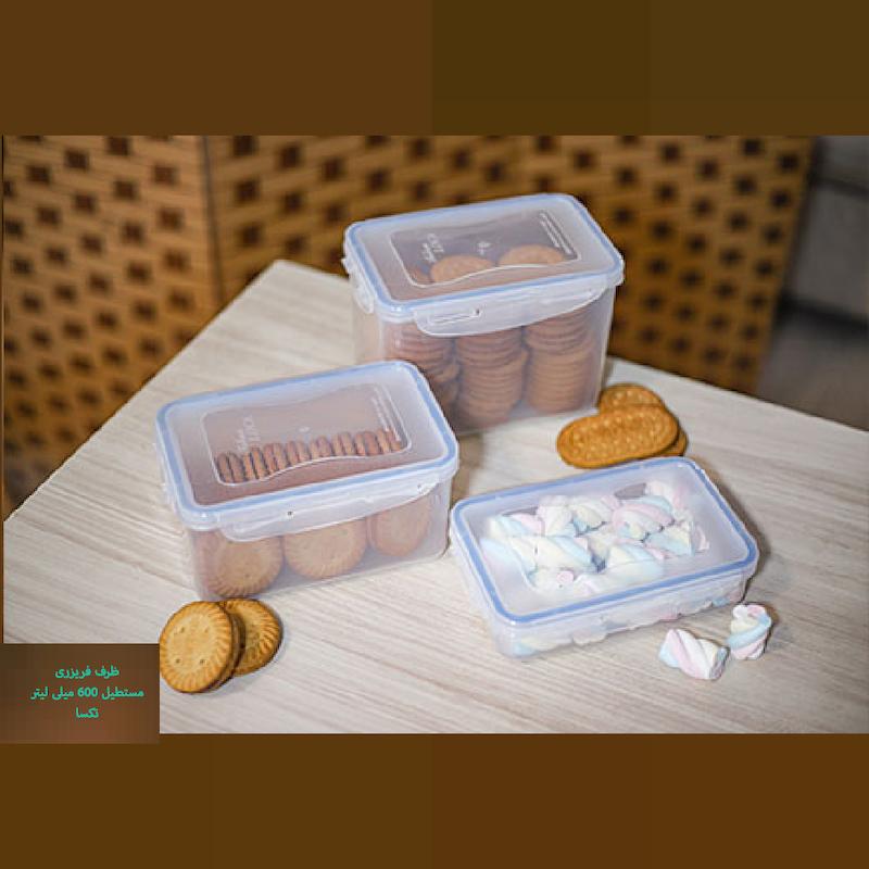 ظرف فریزری مستطیل ۶۰۰ میلی‌لیتر تکسا مدل Smart Fresh Compact