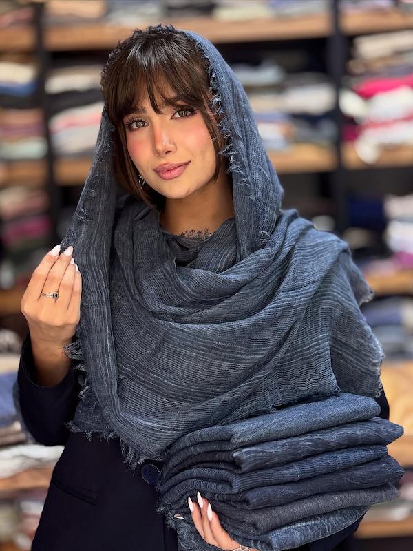 شال کنفی سرمه ای وارداتی💙 کد ۳۲۷