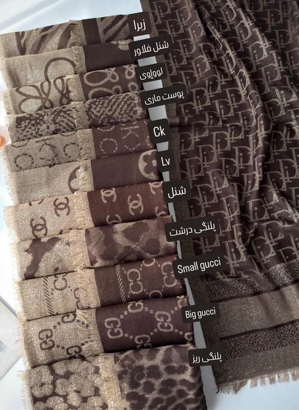 شال کشمیر قهوه ای لمه دورو وارداتی کد۳۵۸