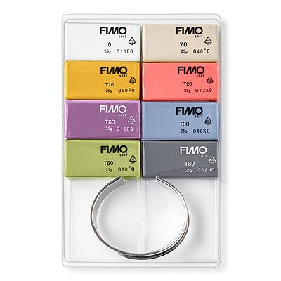 خمیر پلیمری مدل‌سازی فیمو استدلر - سافت - بسته‌ی ۸ رنگ ترند ۲۲-۲۳ با یک دستبند