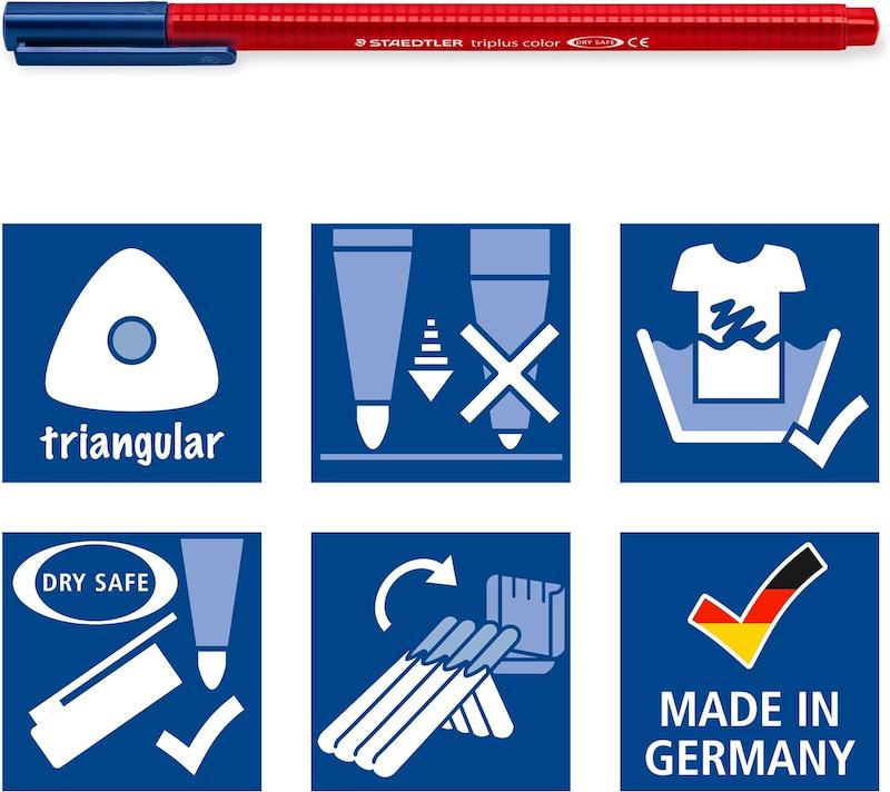 ماژیک تری پلاس نوک نمدی استدلر - بسته‌ی پانزده رنگ triplus fibre-tip pen
