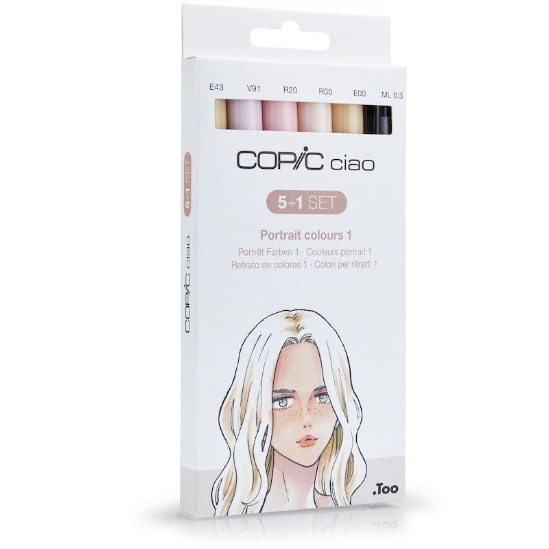 مجموعه‌ی ۱ + ۵ تایی ماژیک کوپیک copic سری ciao رنگ‌های چهره ۱