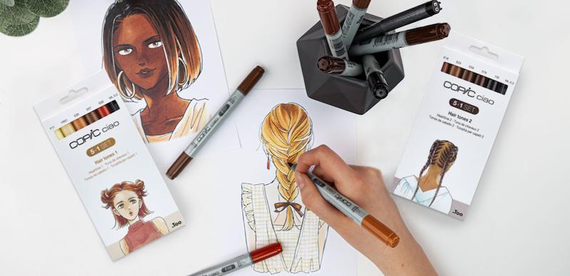 مجموعه‌ی ۱ + ۵ تایی ماژیک کوپیک copic سری ciao تُن‌های مو ۱