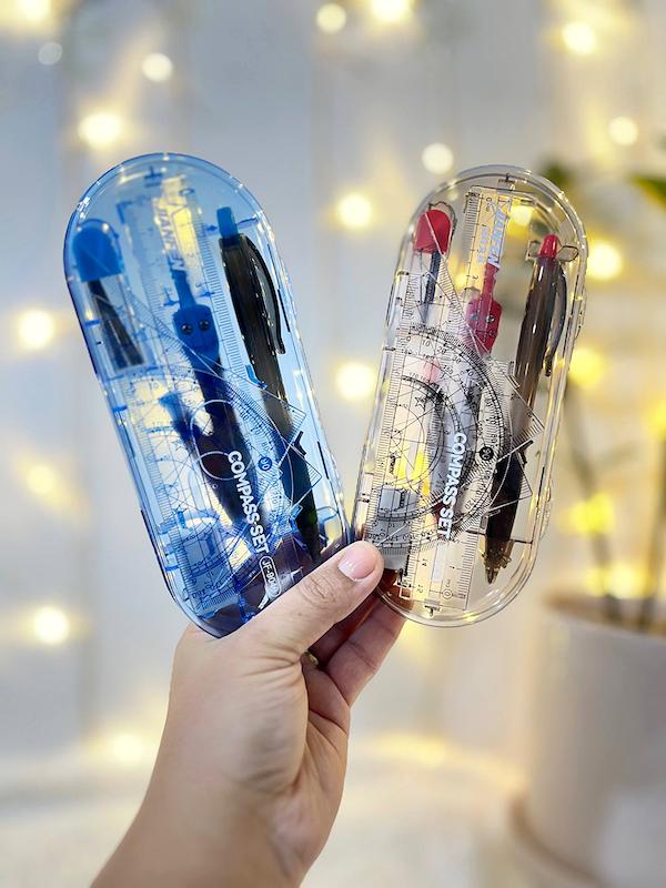 ست 8 تیکه گونیا ، نقاله ، خط کش ، پرگار و مداد-کپی