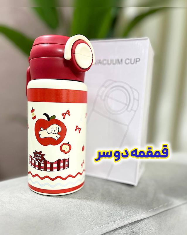 قمقمه استیل دو سر نی دار 500 میل APPLE