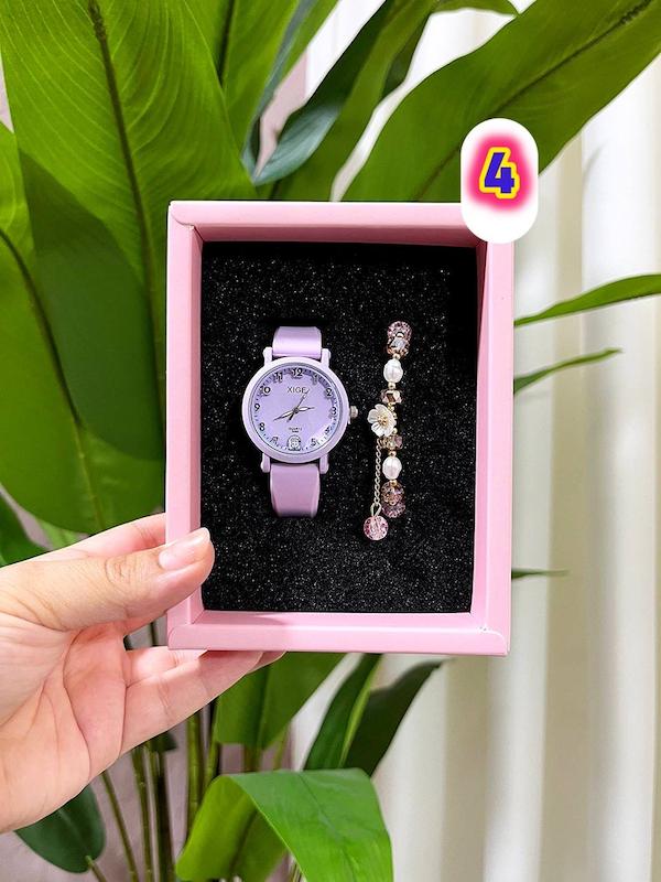 پک هدیه دخترانه ساعت و دستبند شیک برند XIGE