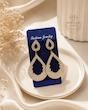 گوشواره مجلسی نگین‌دار لوکس طرح هندسی
