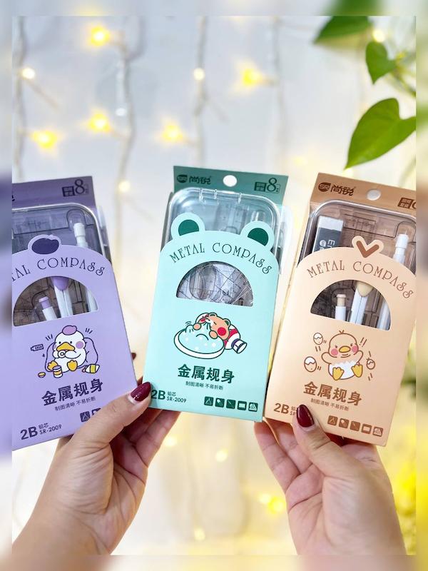 ست 8 تیکه گونیا ، نقاله ، خط کش ، پرگار و مداد