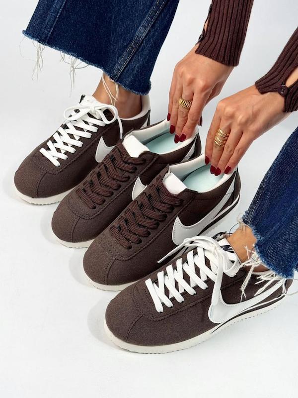 کتونی نایکی زنانه کژوال قهوه‌ای