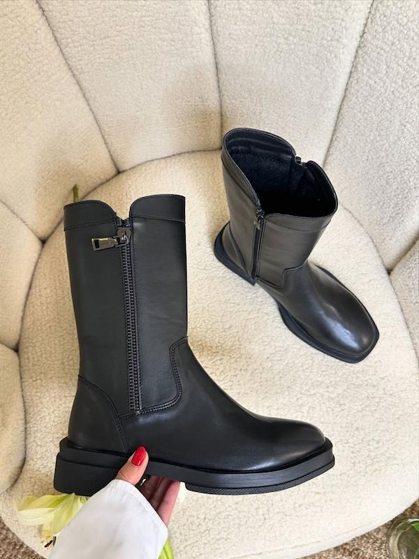 بوت چرم زیپ دار 