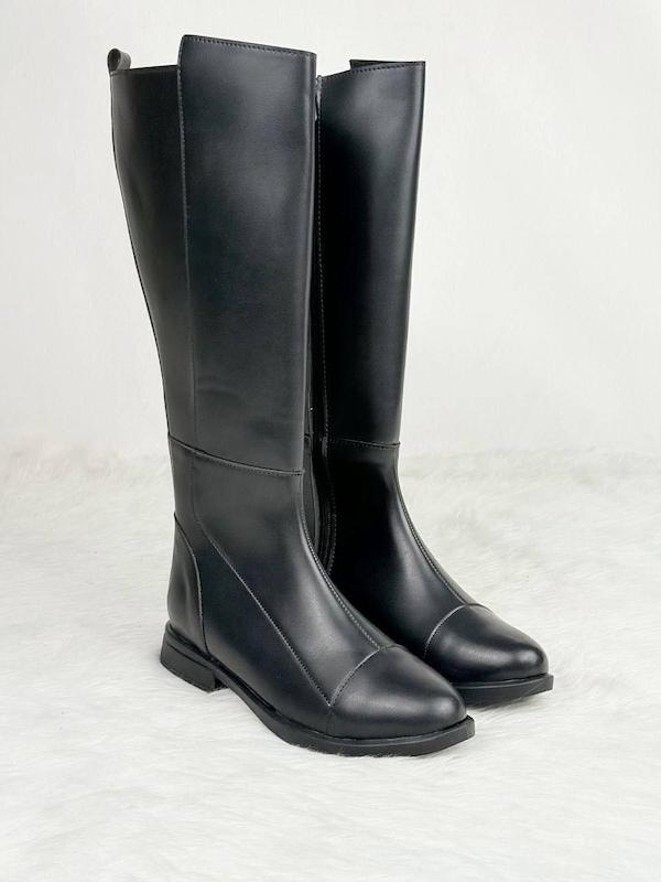 بوت تمام چرم ساق بلند زنانه مشکی/پپرونی...