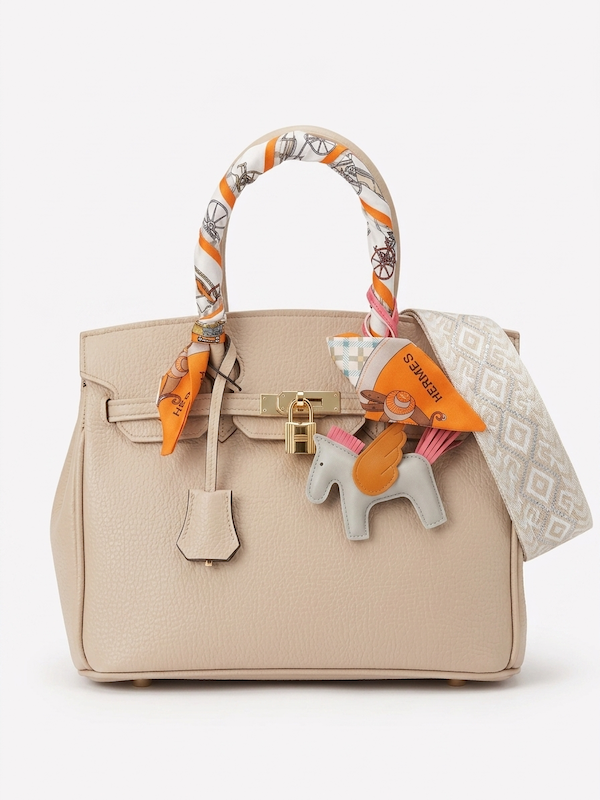 کیف چرم  HERMES وارداتی کرم، هرمس
