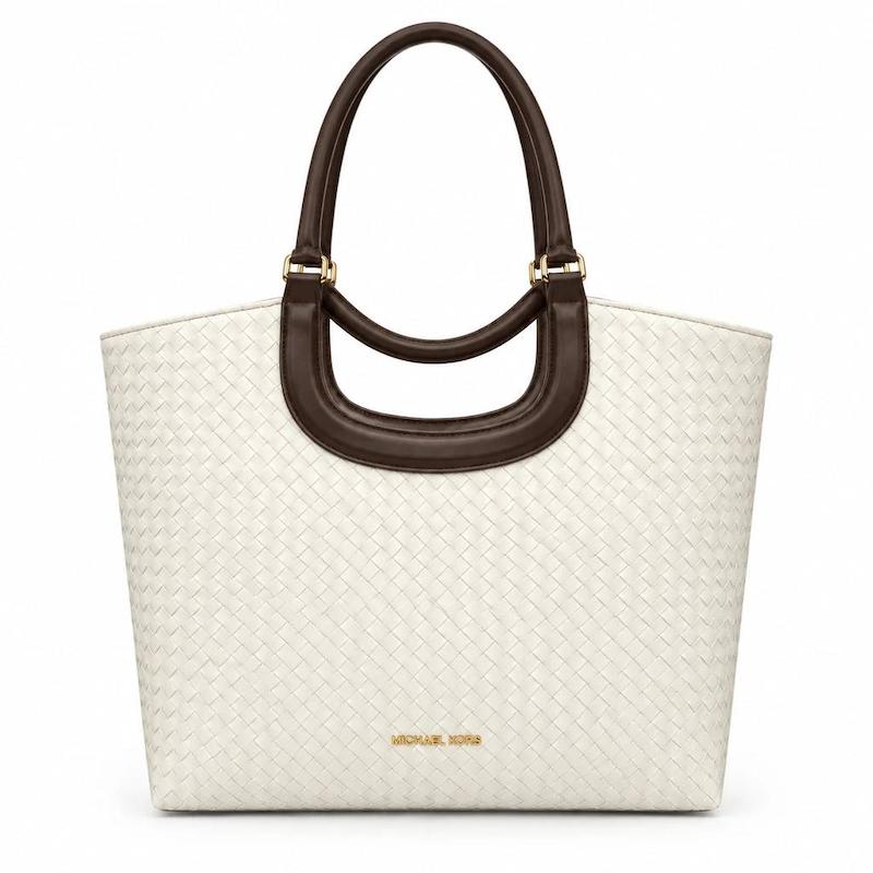 کیف چرم وارداتی MICHEAL KORS کرم / مایکل کورس