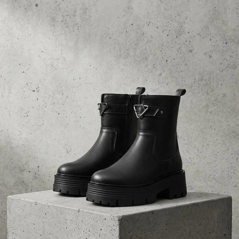  نیم بوت  PRADA چرم وارداتی - مشکی/ منگو
