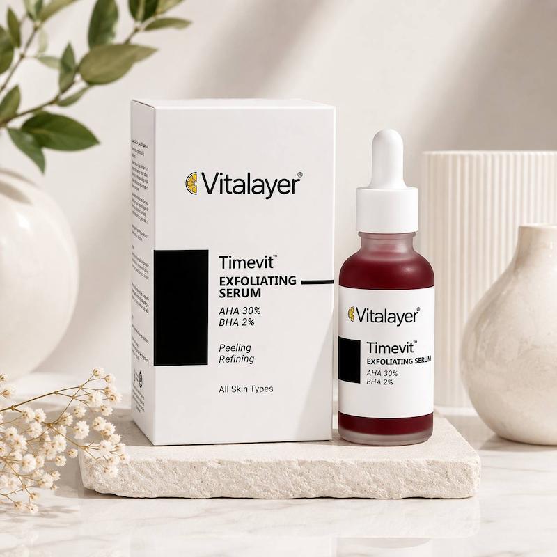 سرم لایه‌بردار قوی ویتالیر تایم‌ویت AHA 30% + BHA 2%