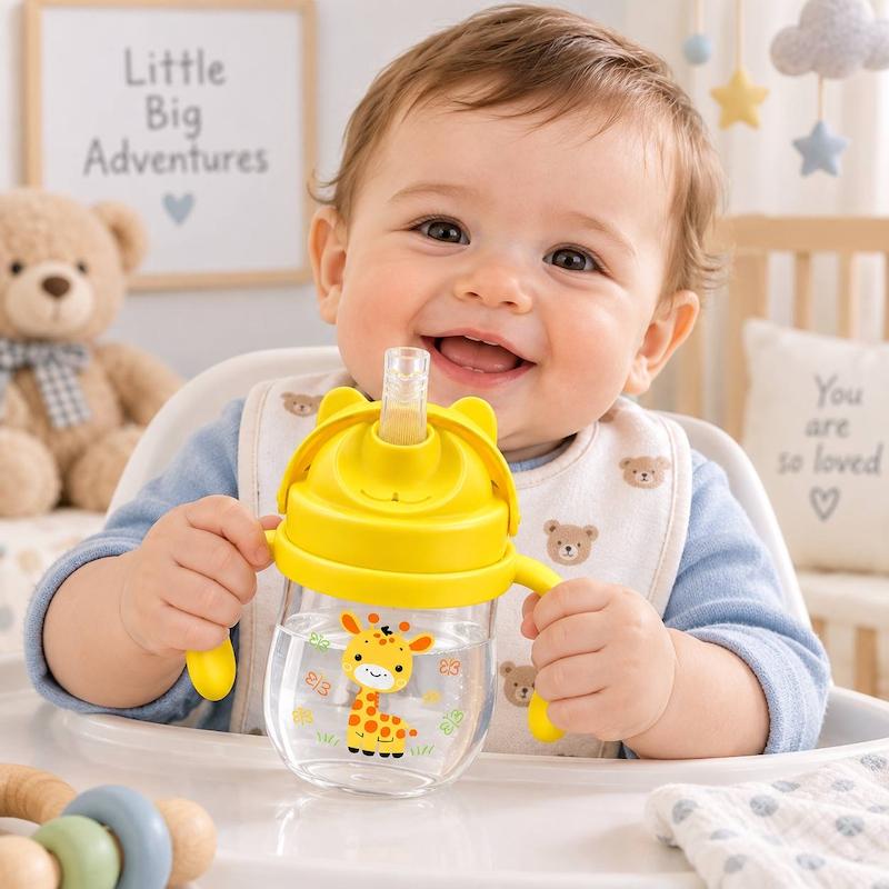 لیوان نی‌دار کودک Huggy Buggy مدل دسته‌دار مناسب بالای ۶ ماه