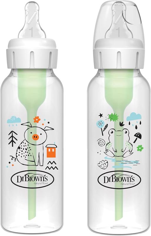 شیشه شیر طرحدار باریک آپشن پلاس دکتر بروان ۲۵۰میل openbox