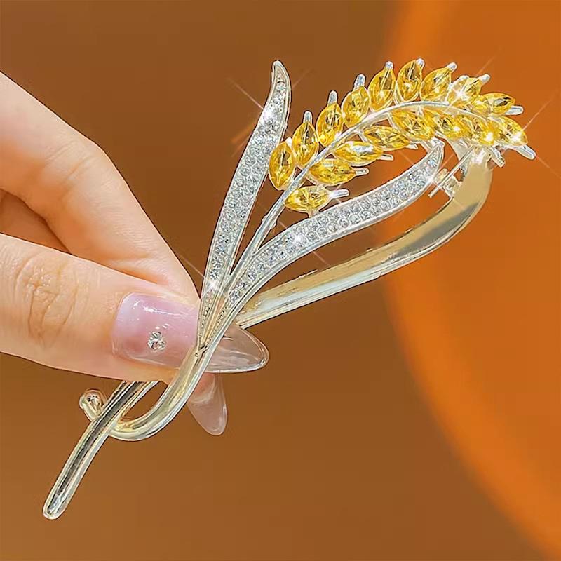 گیره مو چفتی طرح خوشه گندم کریستالی 
