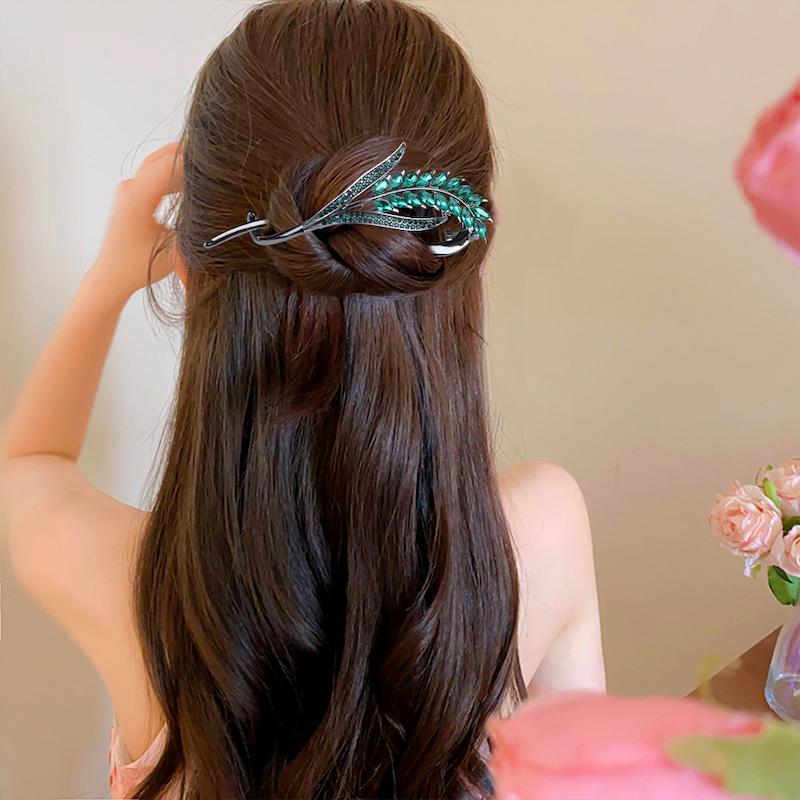 گیره مو چفتی طرح خوشه گندم کریستالی 