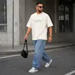 تیشرت مردانه باکسی نخ پنبه طرح فرشته پرسیسکا