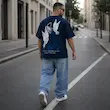 تیشرت مردانه باکسی نخ پنبه طرح فرشته پرسیسکا