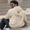 هودی یونیسکس اورسایز باکسی طرح گلدوزی اسب Modern Fashion کرم پرسیسکا