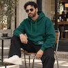 هودی یونیسکس اورسایز باکسی طرح گلدوزی اسب Modern Fashion سبز تیره پرسیسکا