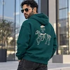 هودی یونیسکس اورسایز باکسی طرح گلدوزی اسب Modern Fashion سبز تیره پرسیسکا