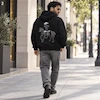 هودی یونیسکس اورسایز باکسی طرح گلدوزی اسب Modern Fashion مشکی پرسیسکا