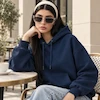 هودی یونیسکس اورسایز باکسی سرمه ای پرسیسکا