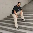 تیشرت مردانه باکسی نخ پنبه طرح گرافیکی گل پرسیسکا